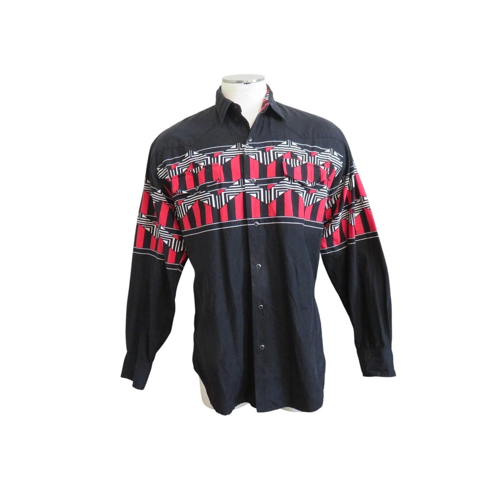 Cowboys' Turtle Association Western Shirt Mens XL Black Red Aztec Cowboy‎